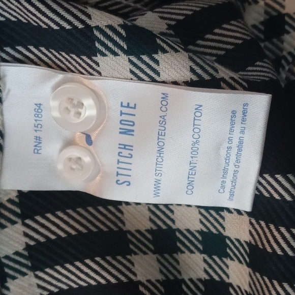 Stitch Note Long Sleeve Button Up-‎ Black And Olive Plaid Shirt - Picture 5 of 7